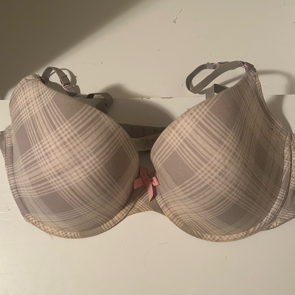 La Senza Plaid Underwire Bra Gray and Pink 38D